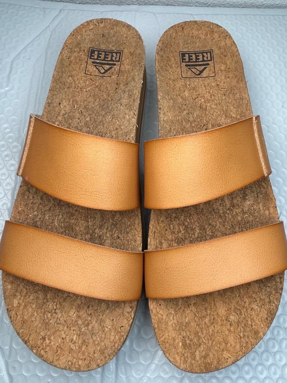 REEF Cushion Vista Hi Women's Platform Sandals Leather Double Strap Comfort Sz 9